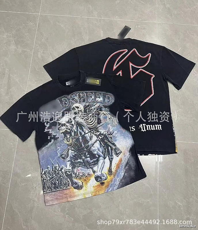 GOD Skeleton Knight Street Style Black T-Shirt