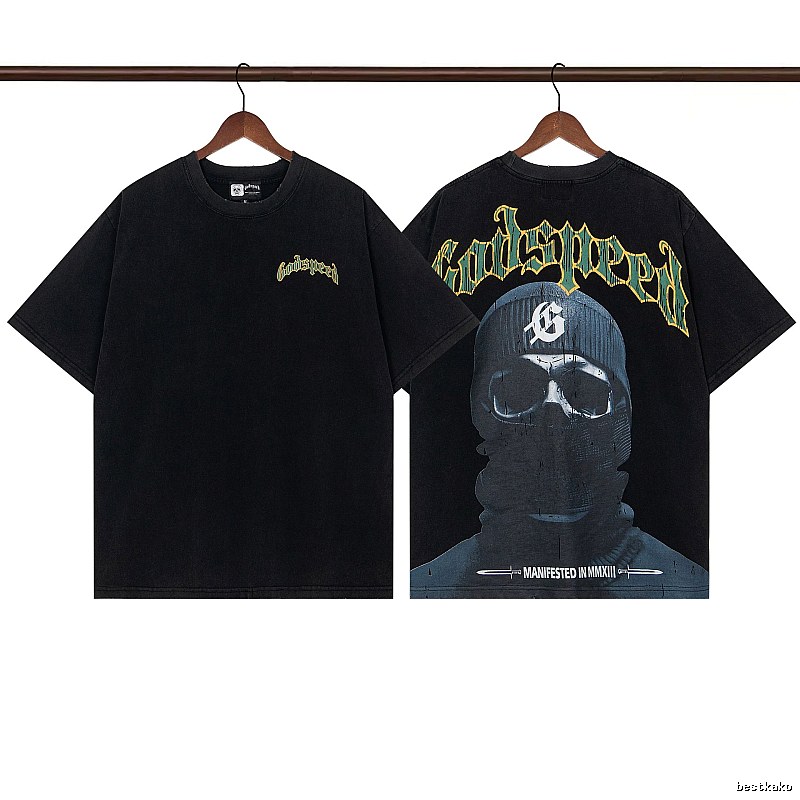 Godspeed Skull Print Street Style Black T-Shirt