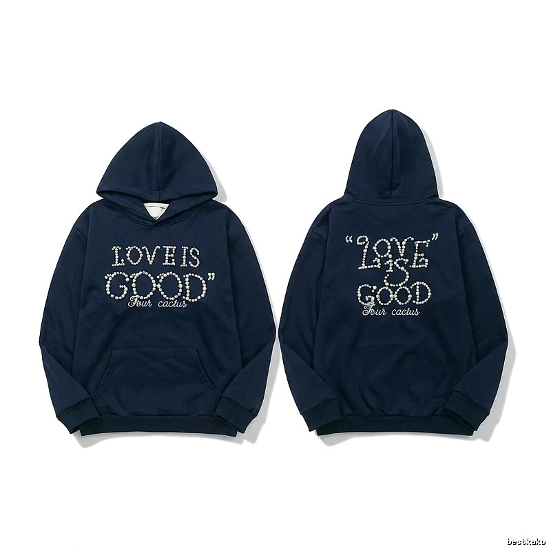 Goodbrand Letter Wind Navy Blue Hoodie