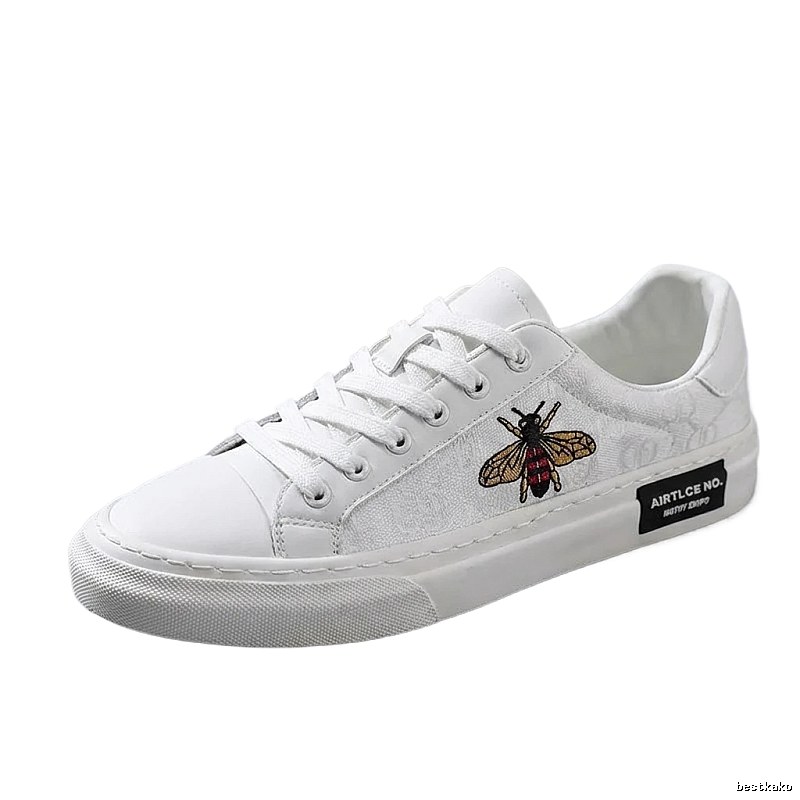 Gucci bee - embroidered small white shoes