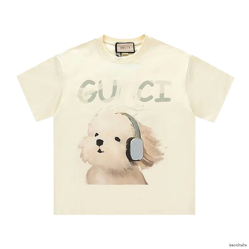 Gucci Dog Print Casual Style Off-white T-shirt