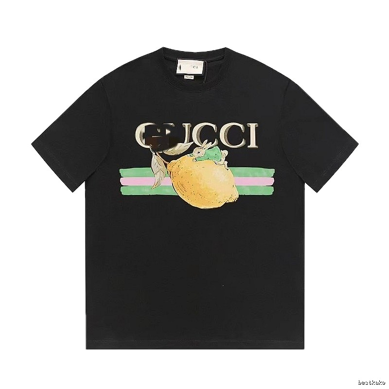 Gucci Lemon Print Casual Style Black T-shirt