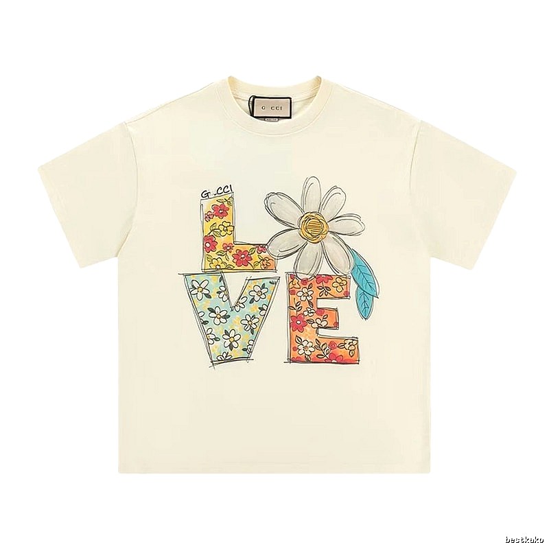 Gucci LOVE Floral Casual Off-white Short-sleeve T-shirt