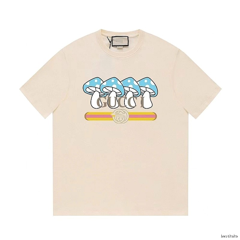 Gucci Mushroom Print Casual Style Off-white T-shirt