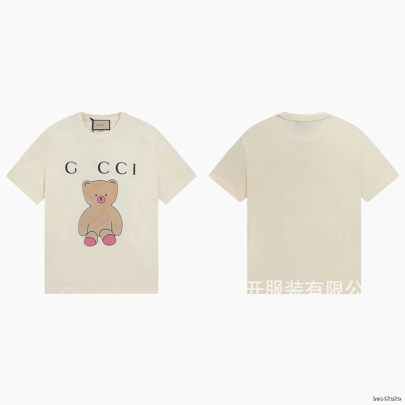 Gucci Teddy Bear Print Casual Style Off-White T-Shirt