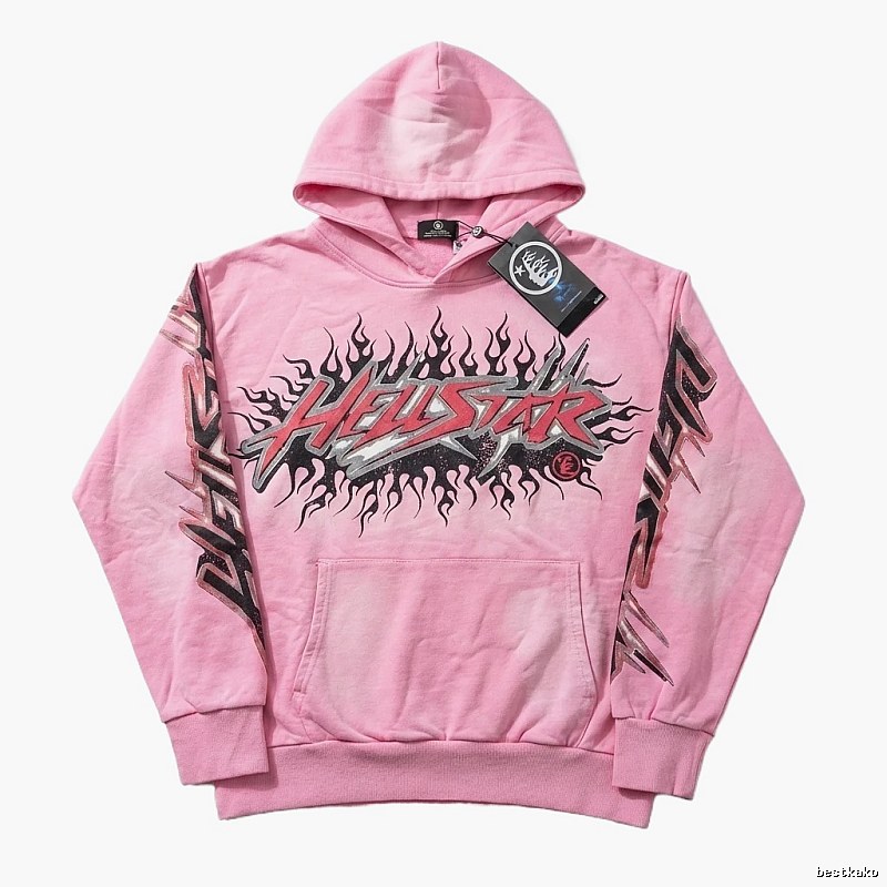 Hellstar Flame Trendy Cool Style Pink Sweatshirt