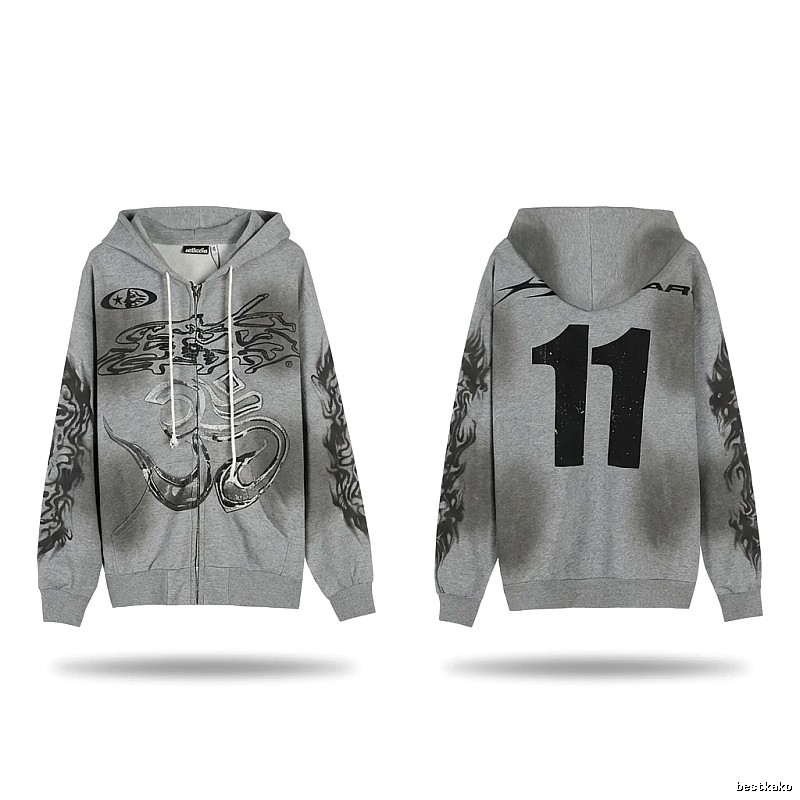 Hellstar Flame Wind Gray Sweatshirt