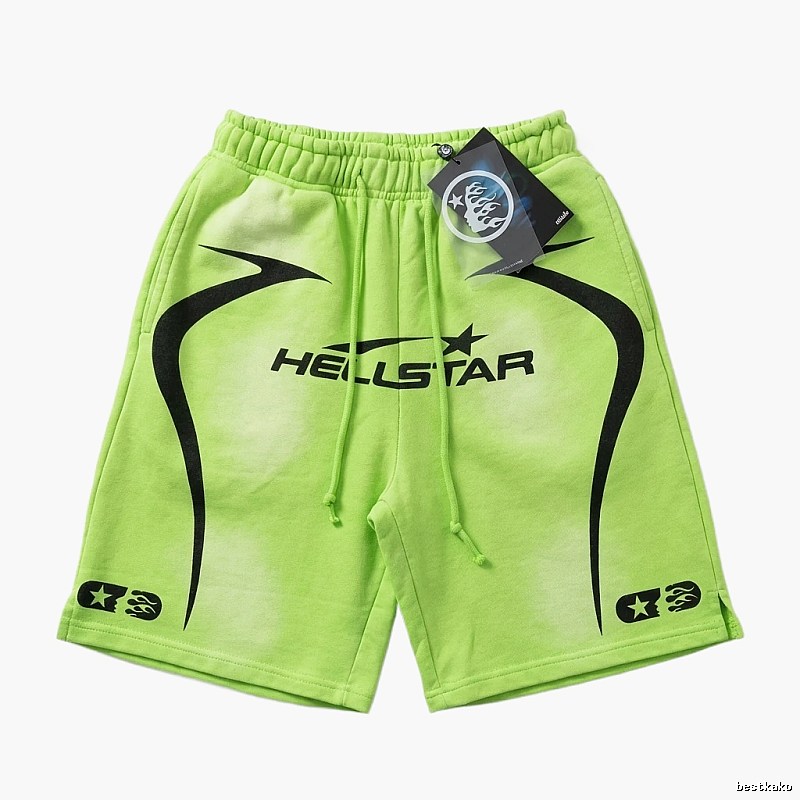 Hellstar Fluorescent Green Trendy Cool Shorts