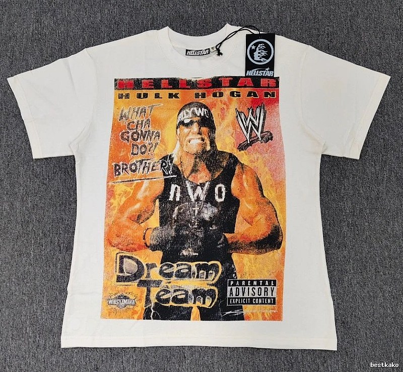 Hellstar x WWE Co-branded Vintage Style Off-white T-shirt