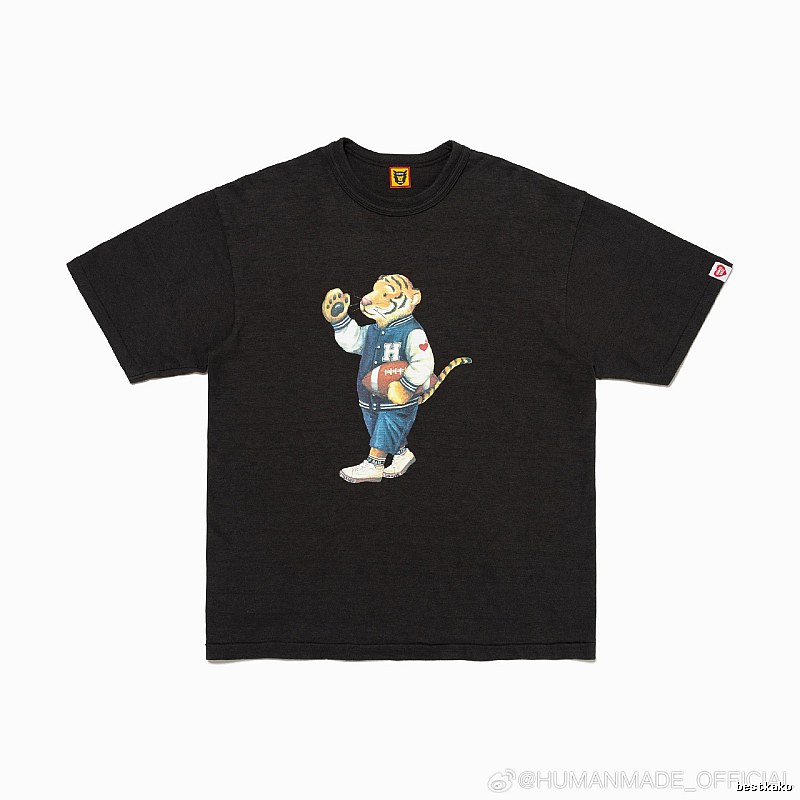HUMAN MADE Tiger Print American Style Black T-Shirt