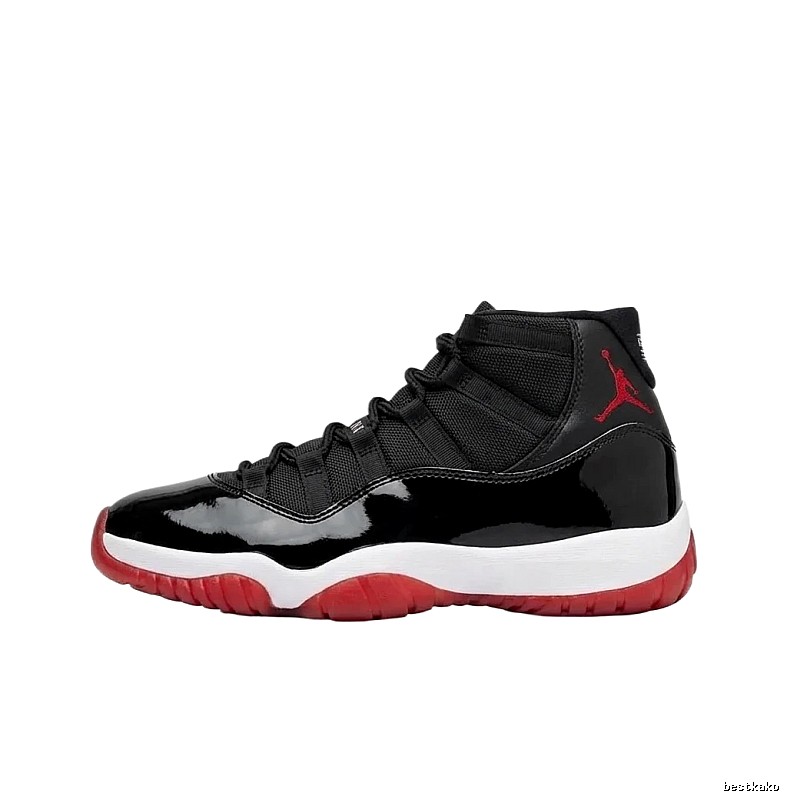 Jordan 11 High-Top Black and Red Athletic Shoes