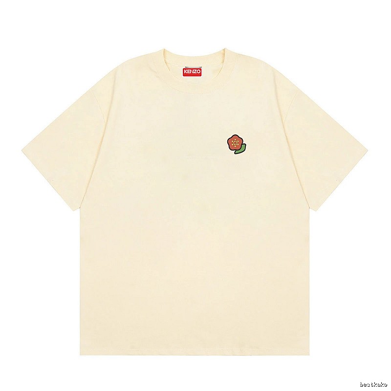 KENZO Embroidered Little Flower Casual Style Off-white T-shirt