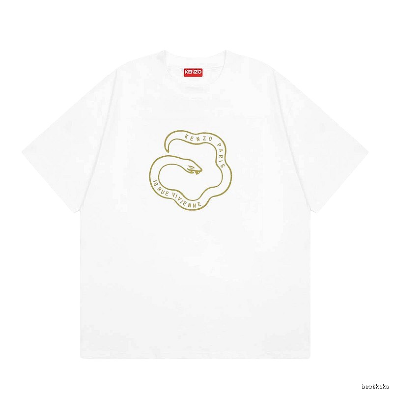 KENZO Spirit Snake Print Casual Style White T-Shirt
