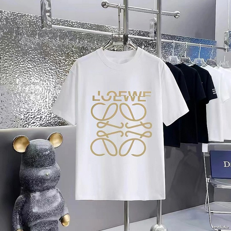 LOEWE Gold Hot-stamped Logo Light Luxury Style White T-Shirt