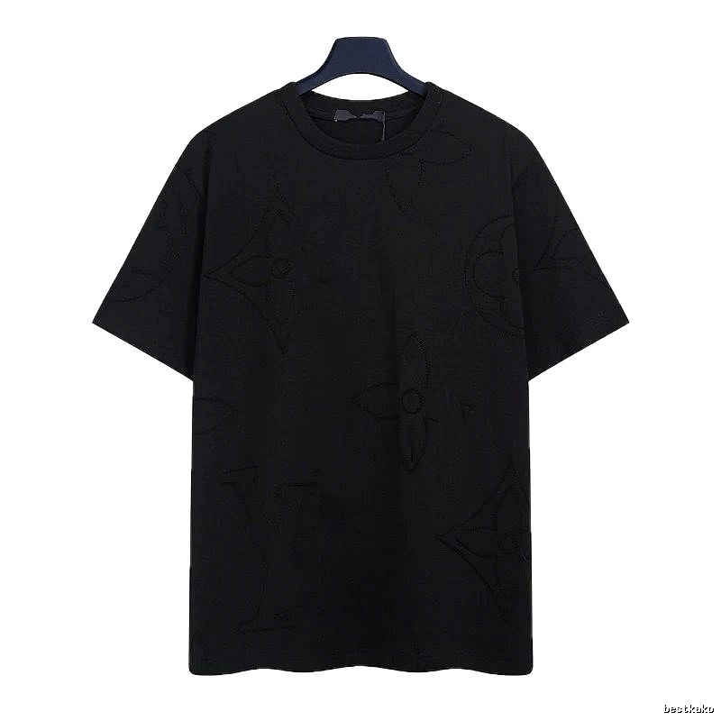 Louis Vuitton Embroidered Monogram Trendy Black T-Shirt