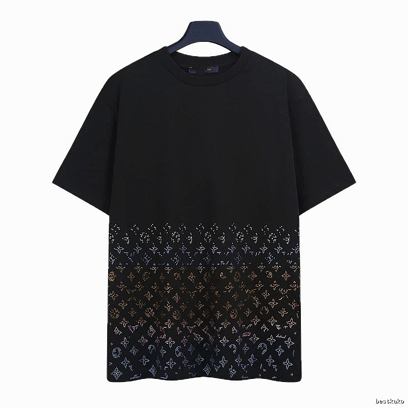 Louis Vuitton Gradient Monogram Street-style Black T-Shirt