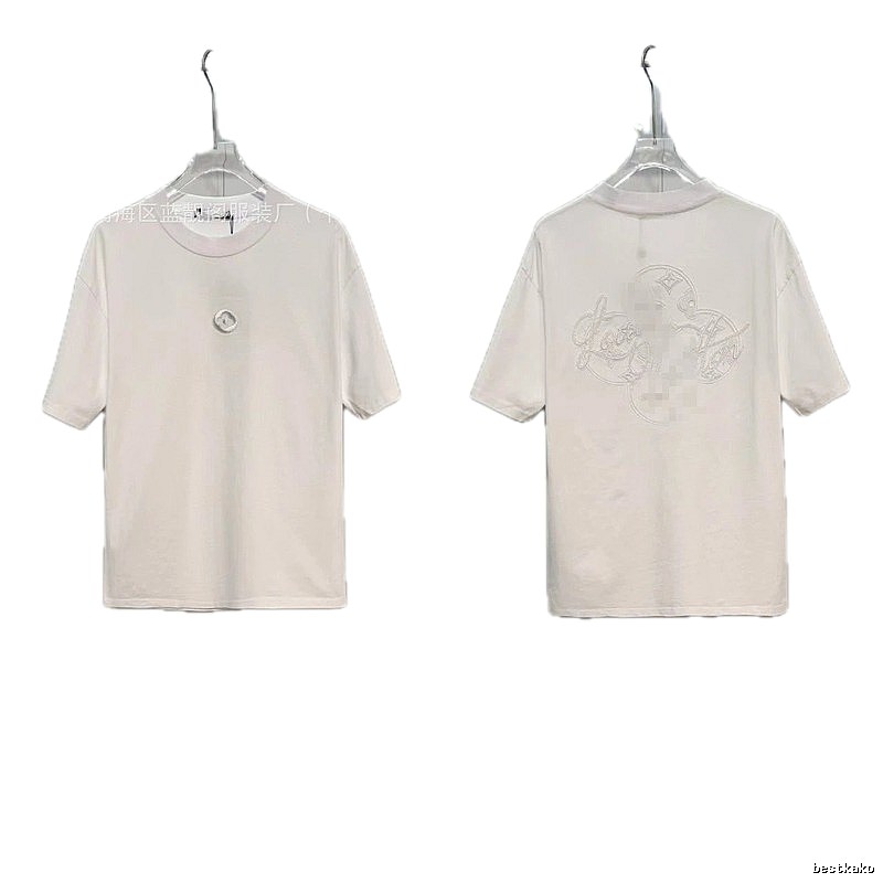 Louis Vuitton Monogram Embroidered Trendy Style White T-Shirt