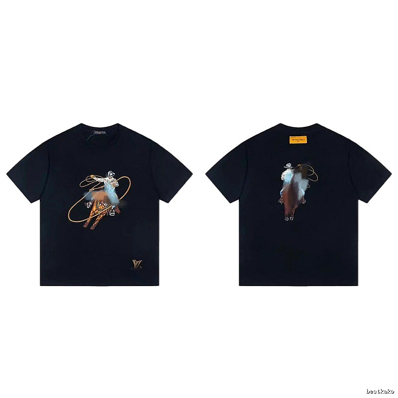 Louis Vuitton Western Cowboy Vintage Style Black T-Shirt