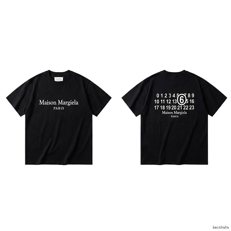 Maison Margiela black T-shirt with digital printing.