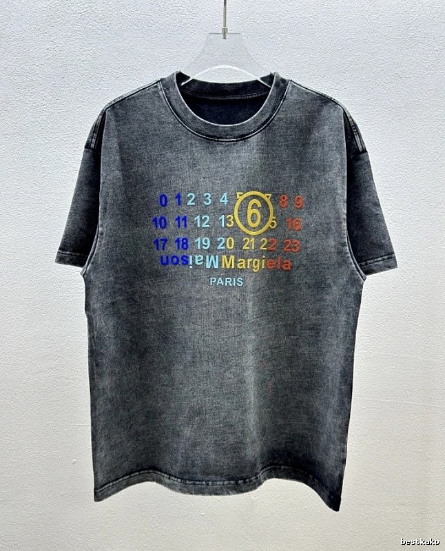 Maison Margiela MM6 Vintage Distressed Charcoal Gray T-Shirt