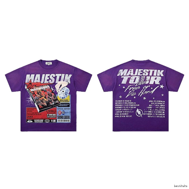 MAJESTIK Tour Vintage Style Purple Short Sleeve T-shirt