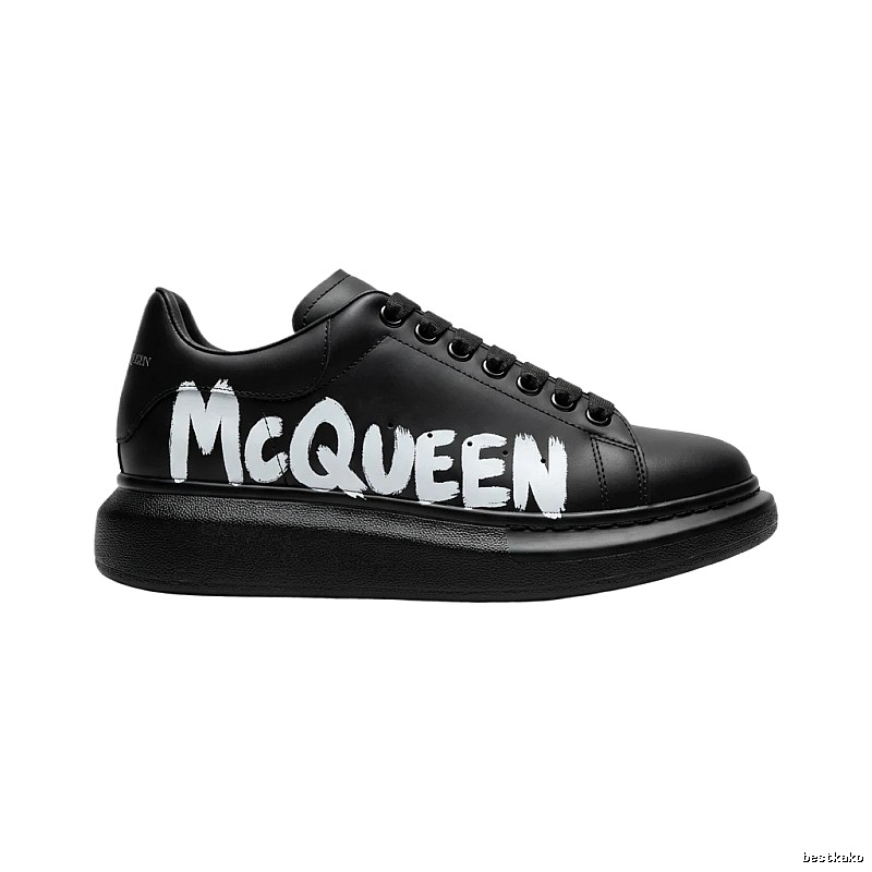 McQueen graffiti-style black canvas shoes