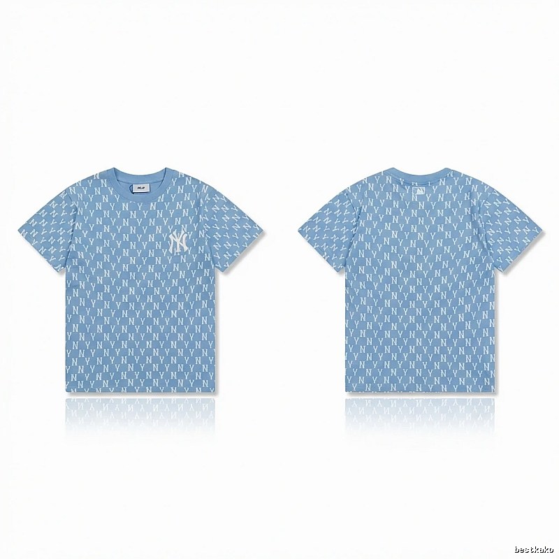 MLB full - print style light blue T - shirt