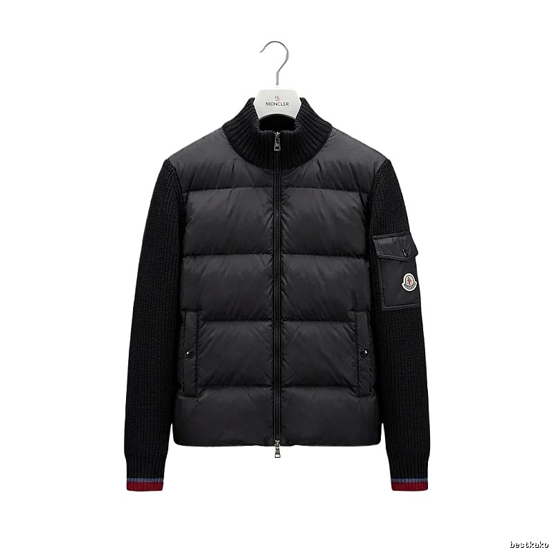 Moncler knitted and spliced black down jacket