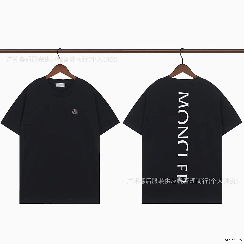 Moncler Letter Print Casual Style Black T-Shirt