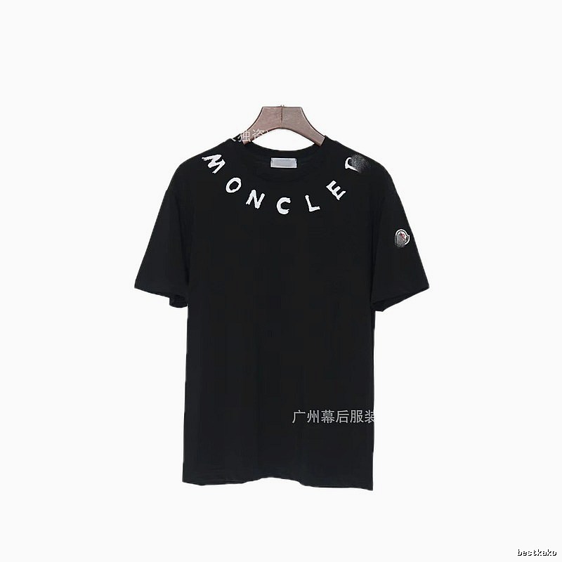 Moncler Letter Print Casual Style Black T-Shirt