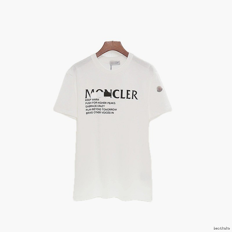 Moncler Letter Print Casual Style White T-Shirt