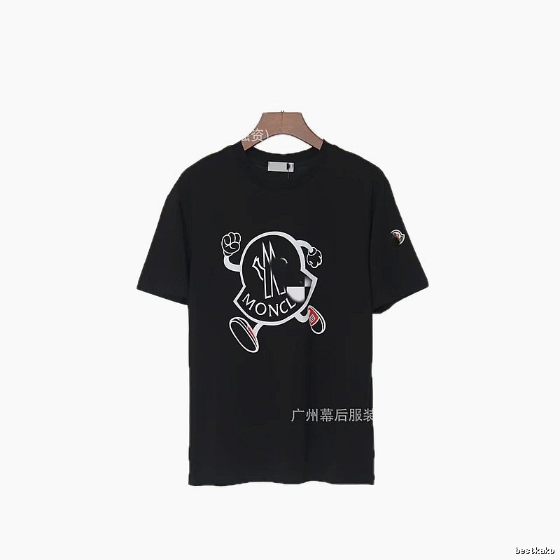 Moncler Trendy Black Cartoon Print Short-sleeved T-shirt