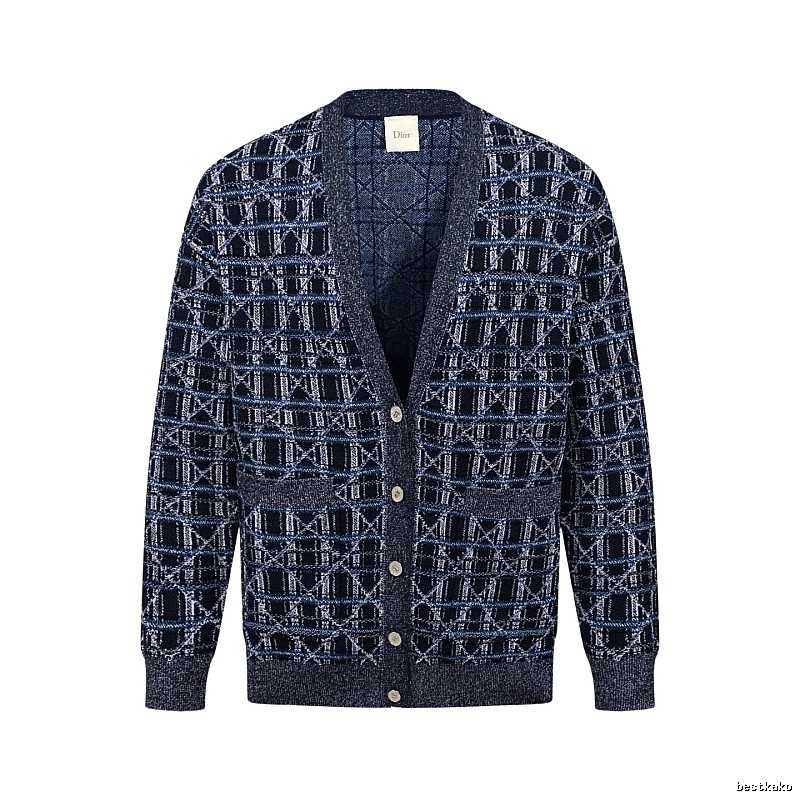 Navy Dior Button-front Cardigan for Layered Winter Looks