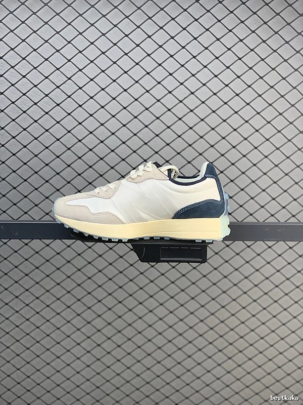 New Balance Retro Runners with N Side Logo in Cream and Navy