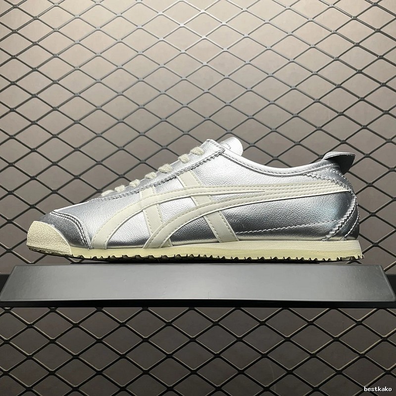 Onitsuka Tiger Low-Top Sneakers, Classic Lace-Up in Silver and Cream