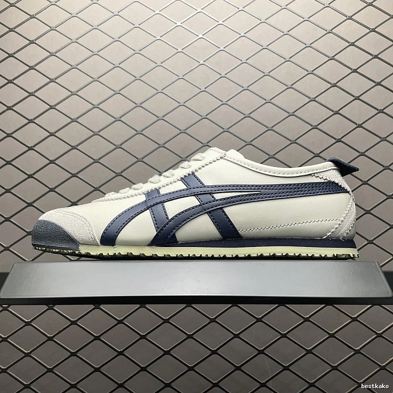 Onitsuka Tiger Low-Top Sneakers, White and Navy and Retro Court Shape