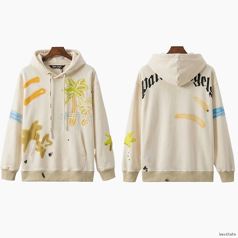 Palm Angels Graffiti Style White Hoodie