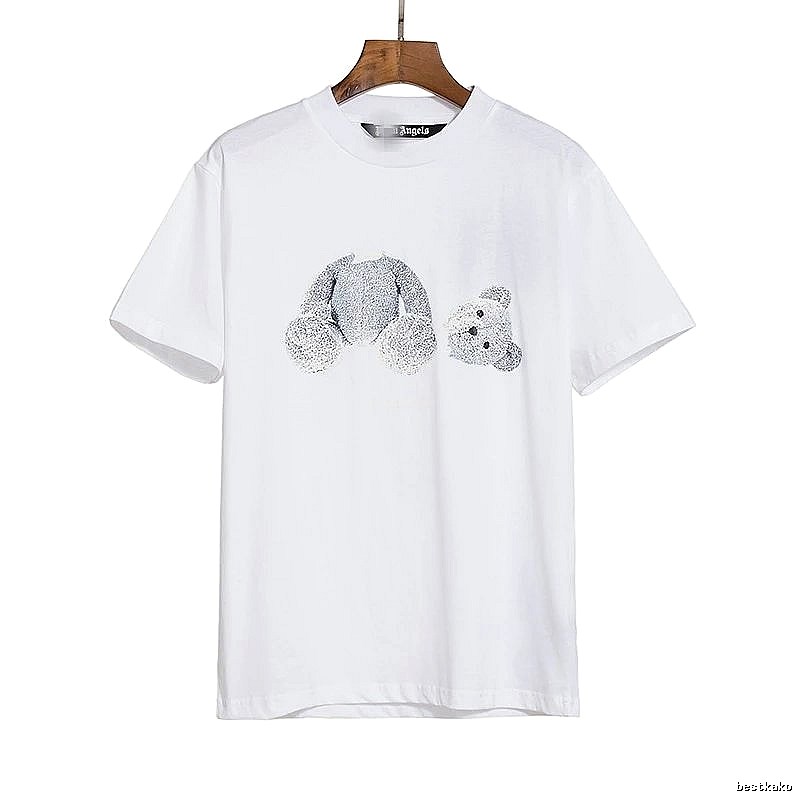 Palm Angels Travel Bear graphic T-shirt White Colorful Bear with Soft Visual Tone