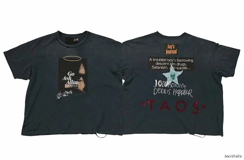 Paly Hollywood Distressed Dark Charcoal Gray Printed T-shirt