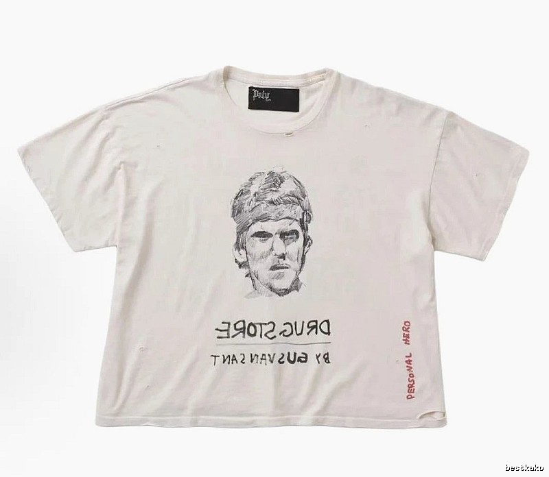 Paly Hollywood Retro Off-white Portrait Short Sleeve T-Shirt