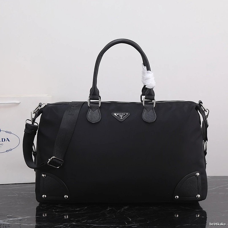 Prada Duffel Bag with Black Nylon Duffel Detail
