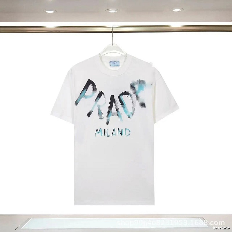 Prada Graffiti Street Style White Short-sleeve T-shirt