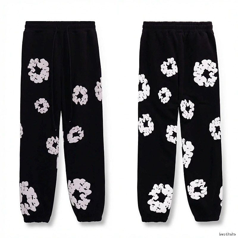 Printed casual black pants with DENIM TEARS style