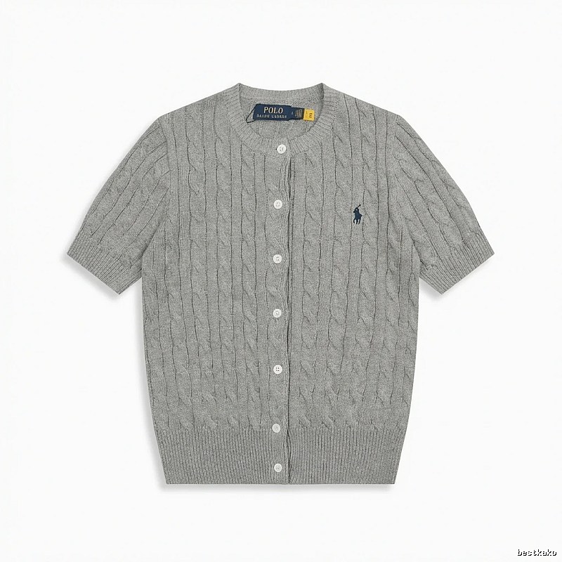 Ralph Lauren knitted retro-style grey cardigan