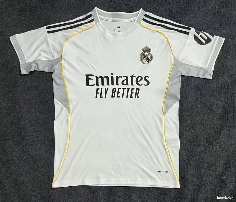 Real Madrid Classic Home soccer jersey White Football Gold for Daily Styling