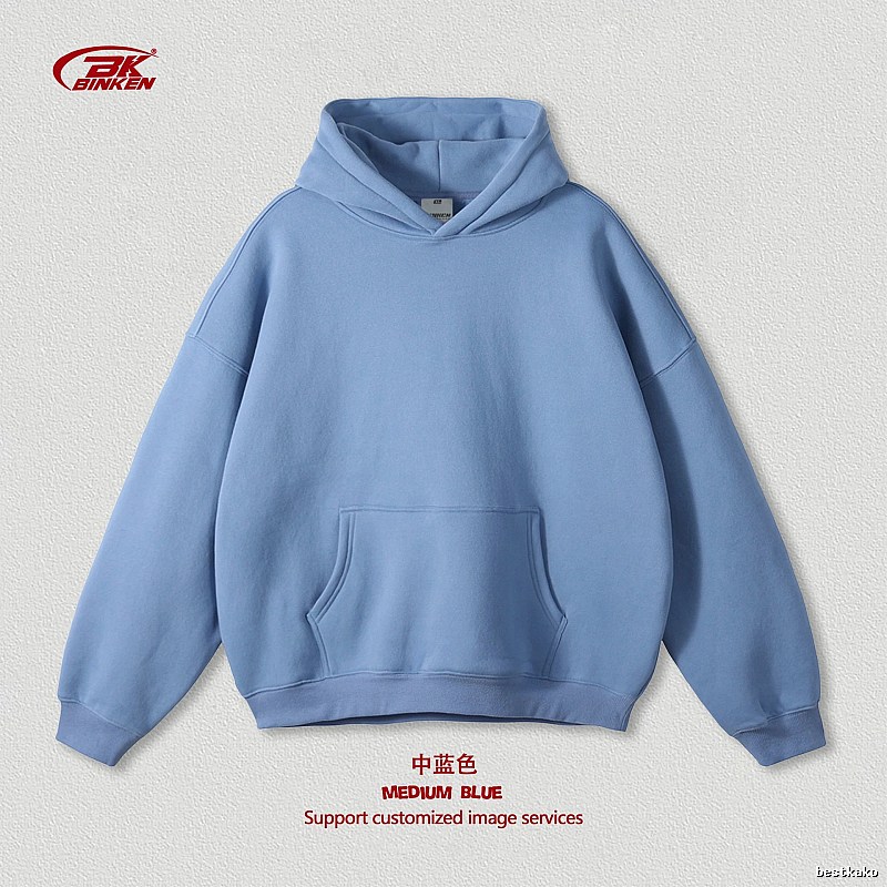 Relaxed Pullover hoodie Navy Blank Kangaroo with Designer-Inspired Detail