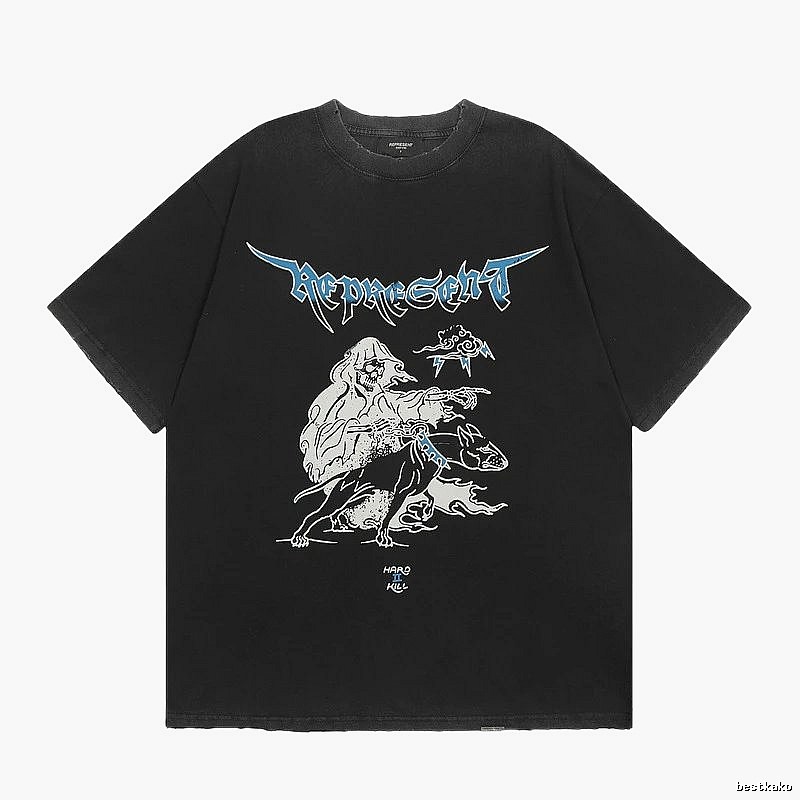 Represent Grim Reaper Print Vintage Style Black T-Shirt