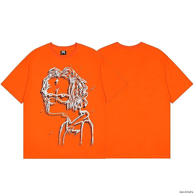 Revenge Orange Skull Graphic T-Shirt Color Pop