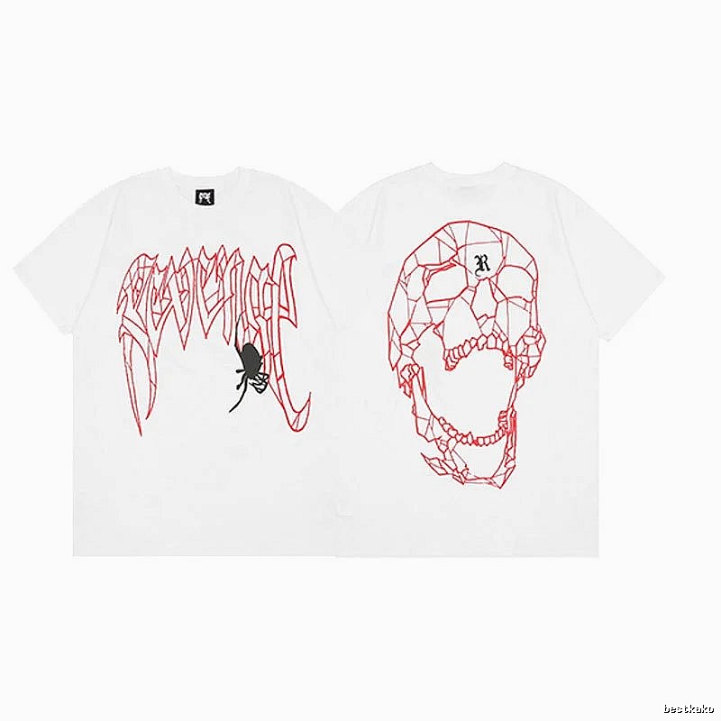 Revenge White Skull Graphic T-Shirt Warm Weather