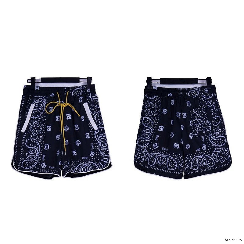 RHUDE retro-style black shorts